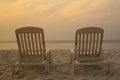 Daybeds on the Beach Royalty Free Stock Photo