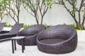 Daybeds at the outdoor garden