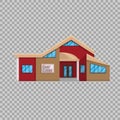 Daycare building in flat style on transparent background Vector illustration. Kindergarten Pre-school education