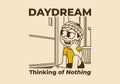 Daydream, thinking of nothing. a boy wearing a beanie was daydreaming by the window