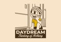 Daydream, thinking of nothing. a boy wearing a beanie was daydreaming by the window