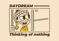 Daydream, thinking of nothing. a boy wearing a beanie was daydreaming by the window