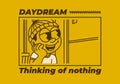 Daydream, thinking of nothing. a boy wearing a beanie was daydreaming by the window