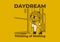 Daydream, thinking of nothing. a boy wearing a beanie was daydreaming by the window