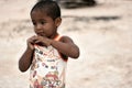 A brazilian children daydreaming with a blurry background in Tocantins, state of Brazil .