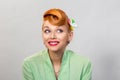 Pinup style girl daydreaming look in one part Royalty Free Stock Photo