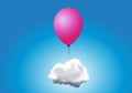 Concept of the dream with a cloud hanging from a balloon.