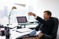 Daydreaming Successful Man Office Worker Throwing Paper Airplane Royalty Free Stock Photo