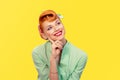 Daydreaming woman style retro smiling Royalty Free Stock Photo