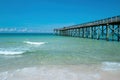 Daylight landscape viewpoint for design postcard. Clouds with blue sky over calm sea beach in tropical beach. Royalty Free Stock Photo