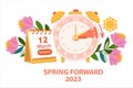 Daylight Saving Time Begins concept. Vector illustration. Spring Forward Time illustration banner Royalty Free Stock Photo