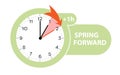 Daylight Saving Time Begins concept. Web Banner Reminder with spring forward time Royalty Free Stock Photo