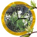 Daylight Saving Time DST. Wall Clock going to summer time +1. Turn time forward Royalty Free Stock Photo