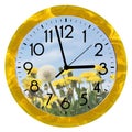 Daylight Saving Time DST. Wall Clock going to summer time +1. Turn time forward