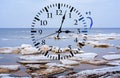 Daylight Saving Time. DST. Wall Clock going to winter time. Royalty Free Stock Photo