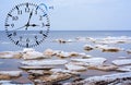 Daylight Saving Time. DST. Wall Clock going to winter time. Royalty Free Stock Photo