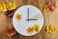 Daylight saving time. Fall Back time. Clock change back one hour. Royalty Free Stock Photo