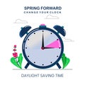 Daylight Saving Time Illustration, Spring Forward on 14 March, Change Your Time, with Clock Object, The Clocks Moves Forward Royalty Free Stock Photo