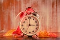 Daylight Savings Time concept, fall back in autumn, toned image Royalty Free Stock Photo