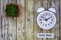 Daylight Savings Time Spring Ahead concept flat lay Royalty Free Stock Photo