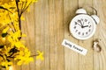 Daylight Savings Time Spring Ahead concept top down view Royalty Free Stock Photo