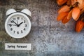 Daylight Savings Time Spring Forward concept flat lay Royalty Free Stock Photo