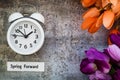 Daylight Savings Time Spring Forward concept flat lay Royalty Free Stock Photo