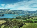 A daylight view of Akaroa harbour in Canterbury region of the South Island of New Zealand