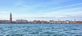 Daylight view from boat to Riva degli Schiavoni waterfront and c Royalty Free Stock Photo