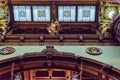 Daylight view from bottom to ornamented stained-glass roof in Pe Royalty Free Stock Photo