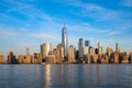 Daylight view of  Clouds Moving Over Buildings in Lower Manhattan Financial District Hudson River Royalty Free Stock Photo