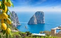 Daylight view of famous Faraglioni Rocks, Capri Island, Italy Royalty Free Stock Photo