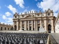 Daylight View Of St. Peter\'s Basilica With Empty Chairs