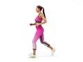Dayly fitness concept girl runs 3d render on white Royalty Free Stock Photo