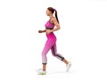 Dayly fitness concept girl runs 3d render on white