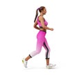 Dayly fitness concept girl runs 3d render on white Royalty Free Stock Photo