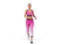 Dayly fitness concept girl runs 3d render on white Royalty Free Stock Photo