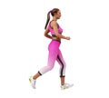 Dayly fitness concept girl runs 3d render on white no shadow