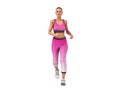 Dayly fitness concept girl runs 3d render on white o shadow