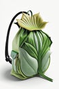 Daypack with pak choi vegetable design. Shoulder bag, backpack, small unisex bag, elegant daypack on white background, AI