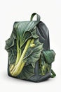 Daypack with pak choi vegetable design. Shoulder bag, backpack, small unisex bag, daypack on white background, AI generative