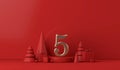 The 12 days of christmas. 5th day festive background. 3D Render Royalty Free Stock Photo