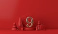 The 12 days of christmas. 9th day festive background. 3D Render Royalty Free Stock Photo