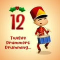 The 12 Days Of Christmas - 12Th Day - Twelve Drummers Drumming Royalty Free Stock Photo