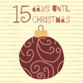 15 Days until Christmas vector illustration. Christmas countdown
