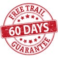 60 days free trail red rubber web stamp with stars Royalty Free Stock Photo