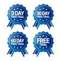 3, 30 and 60 Days Free Trial Badge Symbol Set