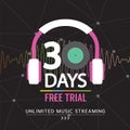 30 Days Free Trial Unlimited Music Streaming.