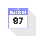 97 Days Left Countdown sales icon. 97 days left to go Promotional banner