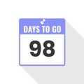 98 Days Left Countdown sales icon. 98 days left to go Promotional banner